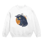 BATKEI ARTの黒猫の背中に Crew Neck Sweatshirt