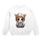 Vasetti_pressのパーカーを着ているネコちゃん Crew Neck Sweatshirt