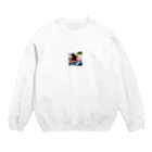 テルのビジネス大学のショップの可愛い犬と少女 Crew Neck Sweatshirt