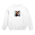 den_hartの我慢顔の三毛猫くん Crew Neck Sweatshirt