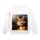 toshiオリジナルshopのフワフワにゃんこのイラストグッズ Crew Neck Sweatshirt