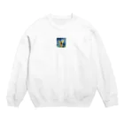 ミルクのショップの遠吠えするアート犬 Crew Neck Sweatshirt