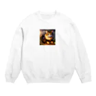 kpop大好き！のかわいい猫のイラストグッズ Crew Neck Sweatshirt