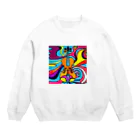 stugio_kの鮮やかなバイオリン柄 Crew Neck Sweatshirt