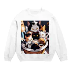 のぶっちAI生成師(💙,❤️)のカップにゃんちゃん Crew Neck Sweatshirt