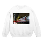 Second_Life_of_Railwaysのブルートレインが旅情を誘う、タイ国鉄ファランポーン駅の夜 Crew Neck Sweatshirt