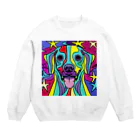 nakagawa-kikakuの奇抜なアート風の可愛い犬のグッズ Crew Neck Sweatshirt