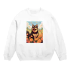 シャオ猫屋の黒柴と花畑 Crew Neck Sweatshirt