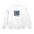 クリエイティブキャンパスマンの海への大冒険 Crew Neck Sweatshirt