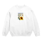 kazu_gの季節外れの雪の中のに咲く、季節外れのヒマワリ Crew Neck Sweatshirt