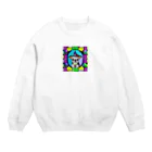 チワワ愛好家ショップのステンドグラスアートの中で息づくチワワの可愛さ Crew Neck Sweatshirt