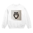 Owlの白黒フクロウちゃんのイラストグッズ Crew Neck Sweatshirt