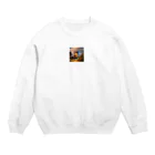 隣の越後屋の威嚇したのに可愛い子猫 Crew Neck Sweatshirt