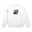 TAIYO 猫好きの躍動感あふれる猫 Crew Neck Sweatshirt