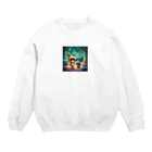 さぼりのあっくまんのたぬうさぎ Crew Neck Sweatshirt