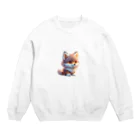 romi-yuのキツネくん Crew Neck Sweatshirt