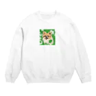 雑貨屋雪だるまのクローバーとポメラニアン Crew Neck Sweatshirt