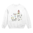 幸せの青い薔薇のぼくじょうのどうぶつ Crew Neck Sweatshirt