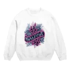 N SAUNA LOGOのネオン風花柄サウナロゴ11　花柄ver.4 Crew Neck Sweatshirt