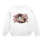 新ーARATAの桜と二匹の猫 Crew Neck Sweatshirt