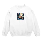 無類の酒好きの温泉で月見酒 Crew Neck Sweatshirt