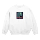 umakoiの夜の不気味な森での乗馬風景 Crew Neck Sweatshirt