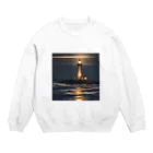 夜景ショップの幻想的な灯台のグッズ Crew Neck Sweatshirt