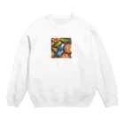 mofu mofu309のピザ食べるインコ Crew Neck Sweatshirt