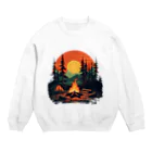 LCOMLの秋の夜のキャンプ Crew Neck Sweatshirt