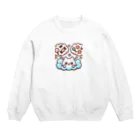 ぷにぷにのワタまる お腹がすいたら、お菓子だね🎵 Crew Neck Sweatshirt