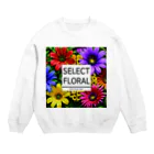 HirockDesignJapanの秋がテーマのコスモスなどの花柄デザイン Crew Neck Sweatshirt