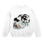 MakotOの猫と鯉（水墨画風） Crew Neck Sweatshirt