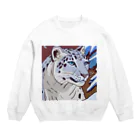 アニマルデザインの息を潜めるユキヒョウ Crew Neck Sweatshirt