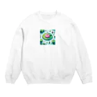 レインボーグリッターのハスの葉と花びら Crew Neck Sweatshirt