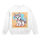 gobosyokaiのかわいいハスキーの子犬のイラストグッズC Crew Neck Sweatshirt