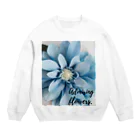 Blue @ Walkerの可愛い花 Crew Neck Sweatshirt