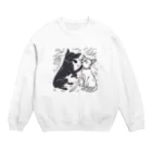 omochiのへやの犬と猫のたたかい Crew Neck Sweatshirt