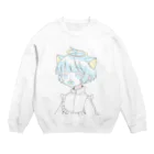 救済睡夢の天使猫ちゃん Crew Neck Sweatshirt