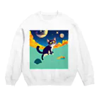 那須モバイル店の猫の考えと上の空 Crew Neck Sweatshirt