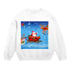 HirockDesignJapanのクリスマスイブにプレゼント配達するサンタクロースとトナカイ Crew Neck Sweatshirt