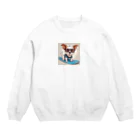 With-a-smileのサーフィン犬 Crew Neck Sweatshirt