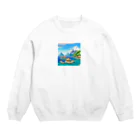 keita-sawadaのドット　ボラボラ島のオーバーウォーターバンガロー Crew Neck Sweatshirt