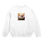 チワワ愛好家ショップの可愛らしいチワワちゃんが睡蓮の中で熟睡中 Crew Neck Sweatshirt