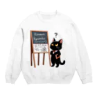 niko&PANDA shopのリーマン予想を解こうとしている猫の学者さん Crew Neck Sweatshirt