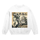 こまイヌ屋たちの彦根城ロボ Crew Neck Sweatshirt