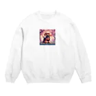 ChicCanvas Boutiqueの桜舞い散る中でたたずむ可愛いトイプードル Crew Neck Sweatshirt