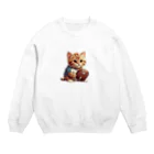 Suba_machoのよろいネコ Crew Neck Sweatshirt