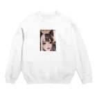 ラッキーLOVEの地雷系猫耳女子 Crew Neck Sweatshirt