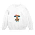 sloth_giraffeのスケートボードするワンコ Crew Neck Sweatshirt