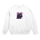 73GTCのかっこいい黒猫3 Crew Neck Sweatshirt